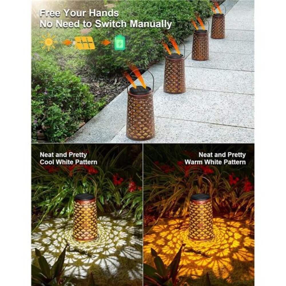 Solar Lanterns Outdoor Waterproof, 2 Pack Hanging Yard Decor Outdoor Lights - Picture 5 of 7